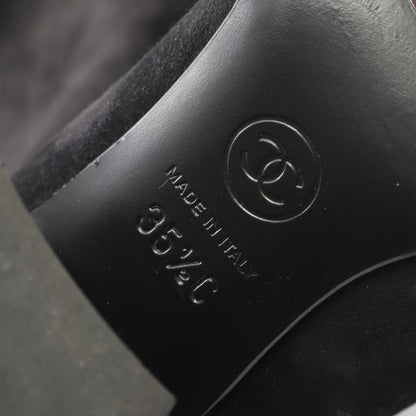 Chanel Boots Coco Mark Black Suede Long Boots Women's Used B