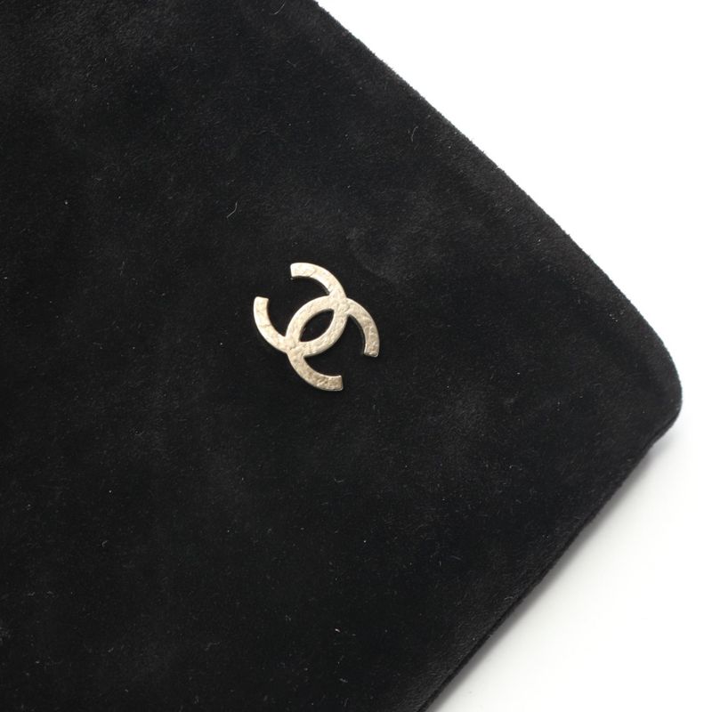 Chanel Boots Coco Mark Black Suede Long Boots Women's Used B