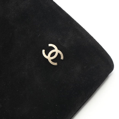 Chanel Boots Coco Mark Black Suede Long Boots Women's Used B