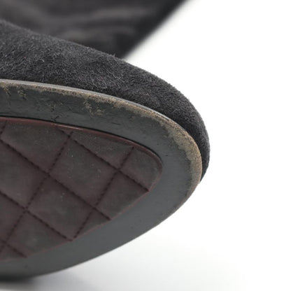 Chanel Boots Coco Mark Black Suede Long Boots Women's Used B