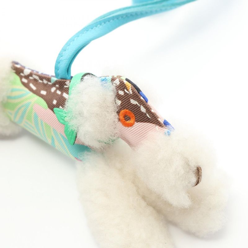 Hermes Charm Buddy Aloha Blue Aztec Veil Comic Mouton Silk