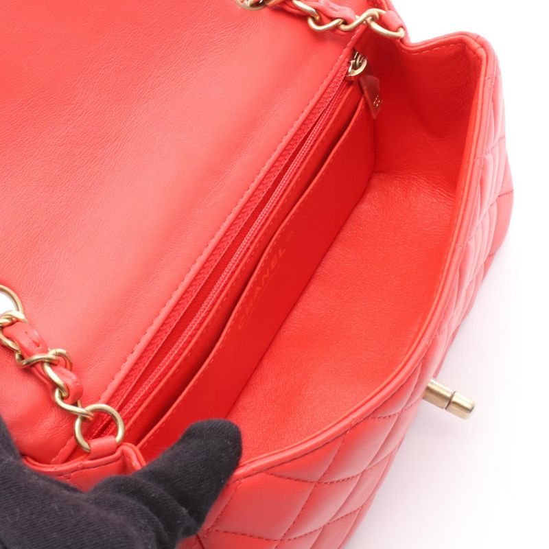 Chanel Shoulder Bag Mini Matelasse 20 A69900 Orange Leather Mini Matelasse