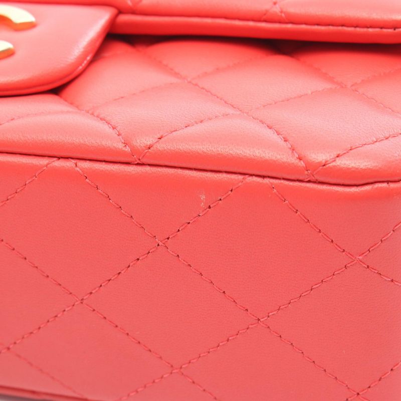 Chanel Shoulder Bag Mini Matelasse 20 A69900 Orange Leather Mini Matelasse