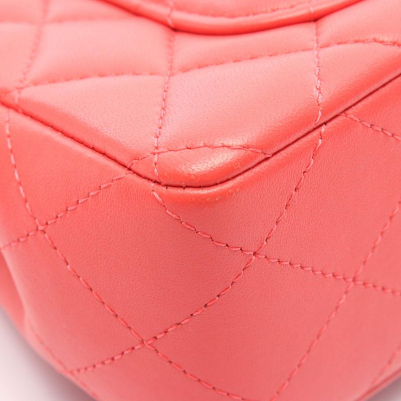 Chanel Shoulder Bag Mini Matelasse 20 A69900 Orange Leather Mini Matelasse