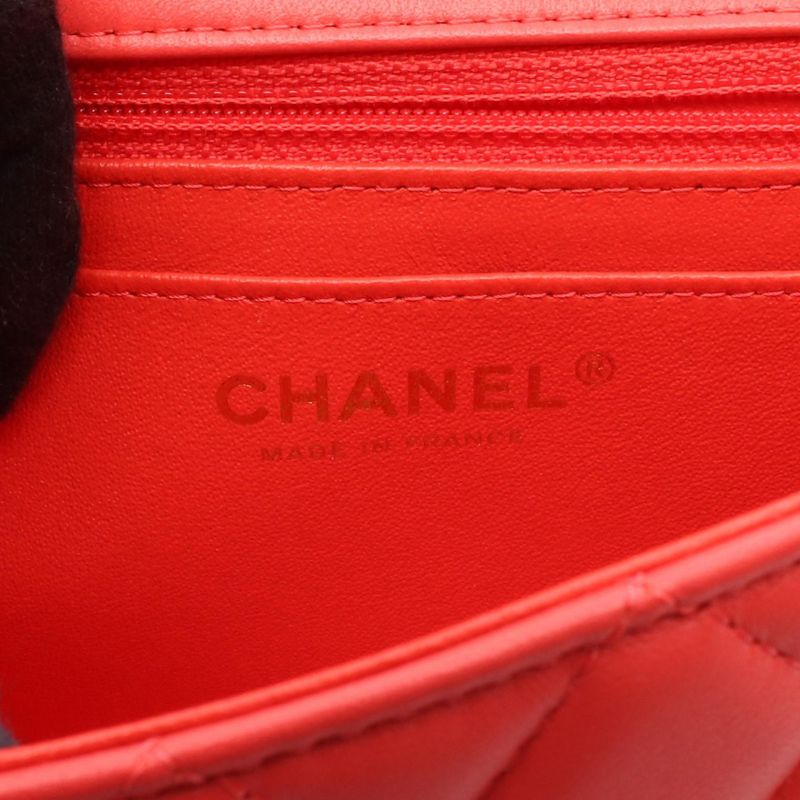 Chanel Shoulder Bag Mini Matelasse 20 A69900 Orange Leather Mini Matelasse