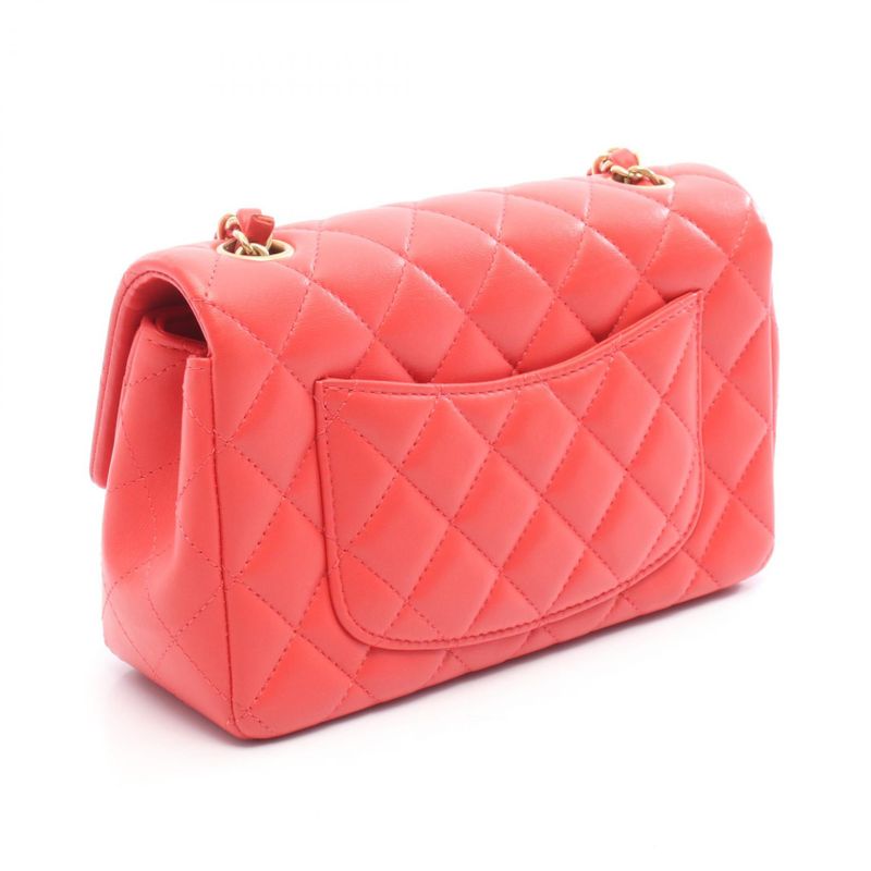 Chanel Shoulder Bag Mini Matelasse 20 A69900 Orange Leather Mini Matelasse