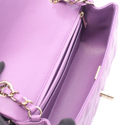 Chanel Shoulder Bag Mini Matelasse 20 Purple Leather Mini Matelasse Chain
