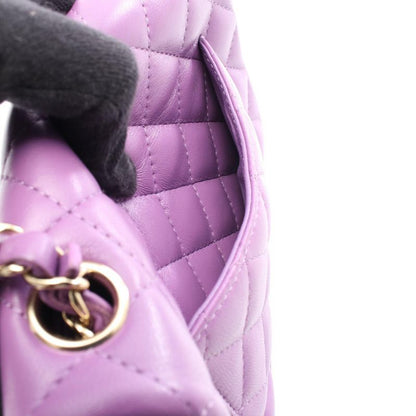 Chanel Shoulder Bag Mini Matelasse 20 Purple Leather Mini Matelasse Chain