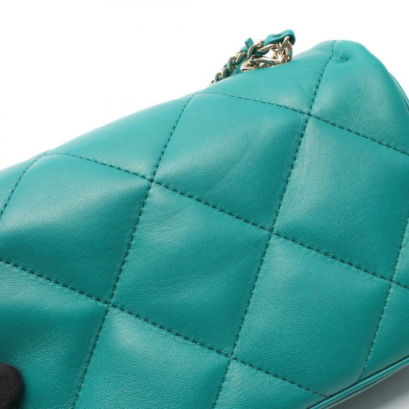 Chanel Shoulder Bag Top Handle Matelasse Green Lambskin Top Handle Matelasse