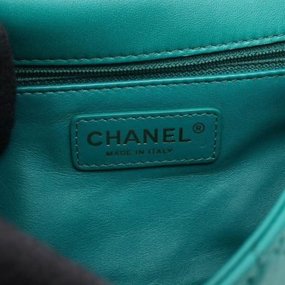 Chanel Shoulder Bag Top Handle Matelasse Green Lambskin Top Handle Matelasse