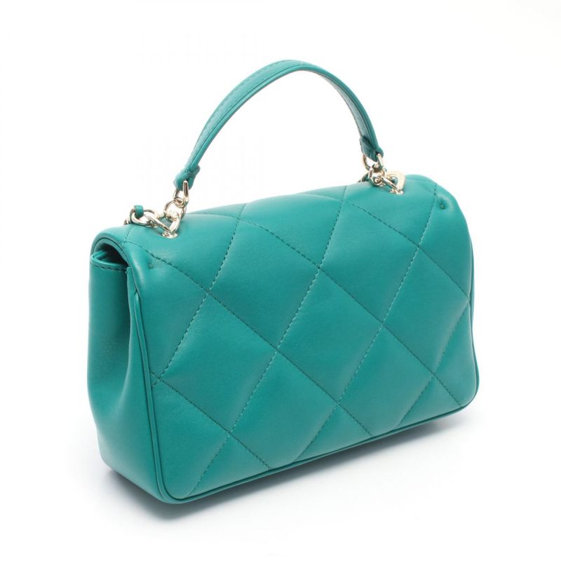 Chanel Shoulder Bag Top Handle Matelasse Green Lambskin Top Handle Matelasse