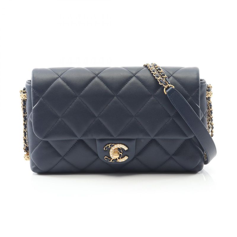 Chanel Shoulder Bag Chanel19 Matelasse As2563 Navy Lambskin (sheep Leather)