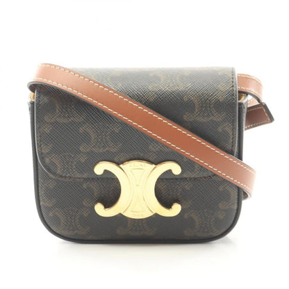 Celine Shoulder Bag Mini Claude Triomphe 10i512dqb.04lu Black PVC Coated Canvas