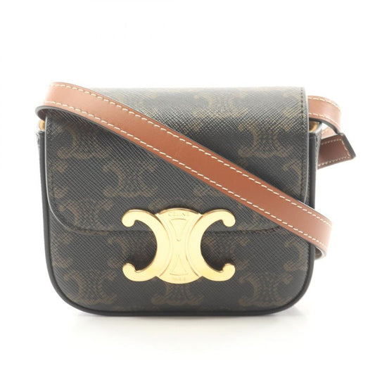 Celine Shoulder Bag Mini Claude Triomphe 10i512dqb.04lu Black PVC Coated Canvas