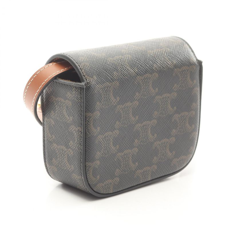 Celine Shoulder Bag Mini Claude Triomphe 10i512dqb.04lu Black PVC Coated Canvas