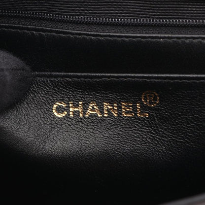 Chanel Handbag Matelasse Top Handle Black Lambskin Matelasse Handbag Ladies