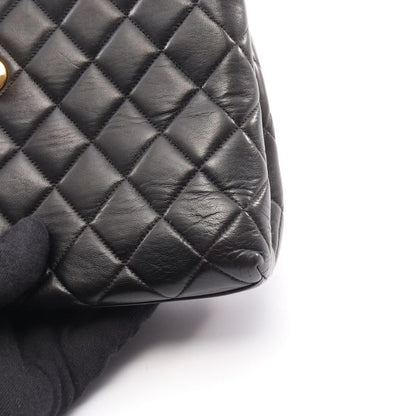 Chanel Handbag Matelasse Top Handle Black Lambskin Matelasse Handbag Ladies