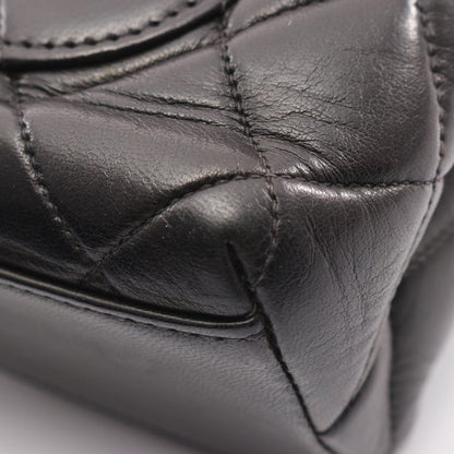 Chanel Handbag Matelasse Top Handle Black Lambskin Matelasse Handbag Ladies
