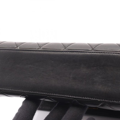 Chanel Handbag Matelasse Top Handle Black Lambskin Matelasse Handbag Ladies