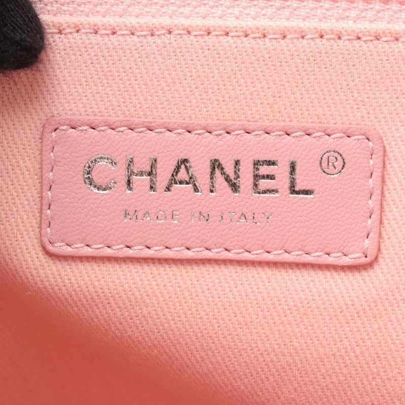 Chanel Tote Bag Deauville A67001 Light Pink Canvas Leather Deauville Chain Tote