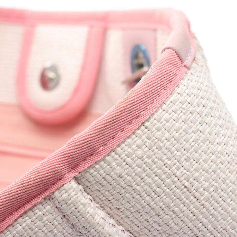 Chanel Tote Bag Deauville A67001 Light Pink Canvas Leather Deauville Chain Tote