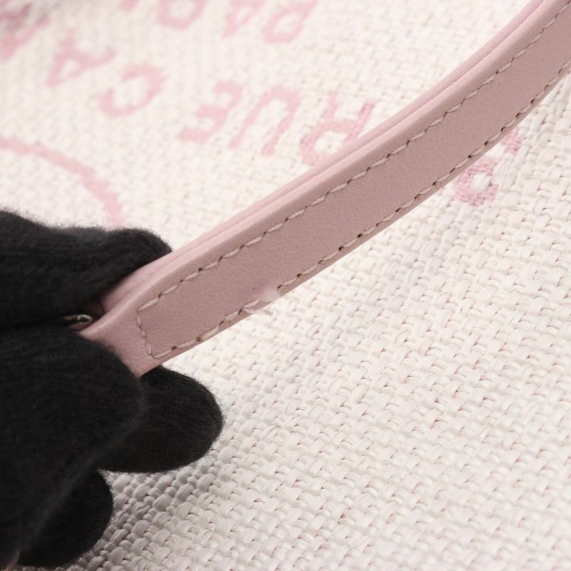 Chanel Tote Bag Deauville A67001 Light Pink Canvas Leather Deauville Chain Tote