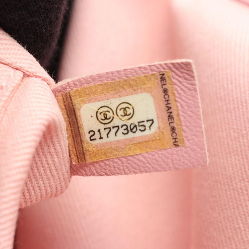 Chanel Tote Bag Deauville A67001 Light Pink Canvas Leather Deauville Chain Tote