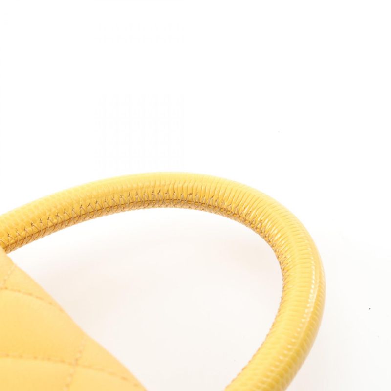 Chanel Handbag Coco Handle Flap Matelasse A92990 Yellow Leather Calf (Cowhide)