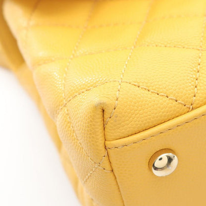Chanel Handbag Coco Handle Flap Matelasse A92990 Yellow Leather Calf (Cowhide)