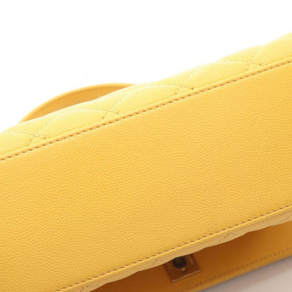 Chanel Handbag Coco Handle Flap Matelasse A92990 Yellow Leather Calf (Cowhide)