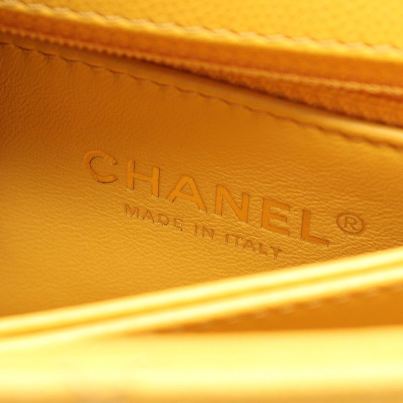Chanel Handbag Coco Handle Flap Matelasse A92990 Yellow Leather Calf (Cowhide)