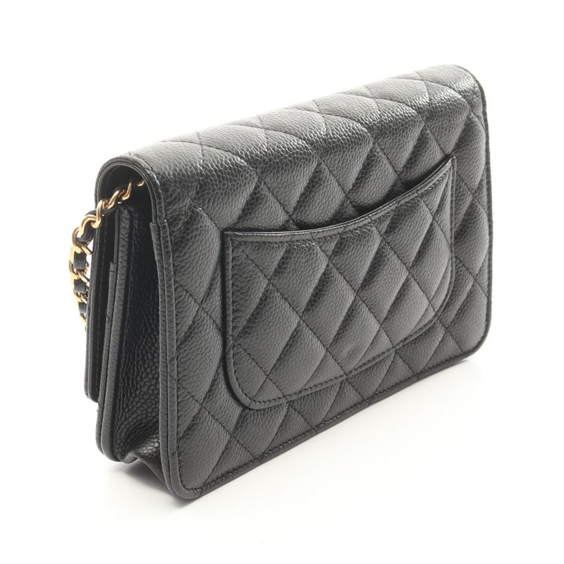 Chanel Shoulder Bag Matelasse Ap4241 Black Leather Calf Matelasse Chain Wallet