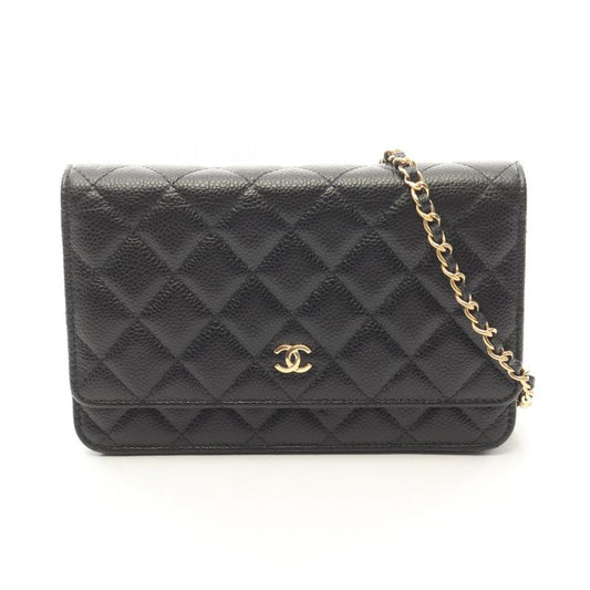 Chanel Shoulder Bag Matelasse Ap4241 Black Leather Calf Matelasse Chain Wallet