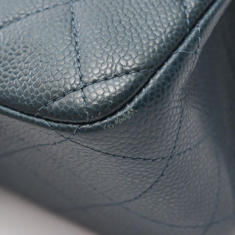 Chanel Shoulder Bag Big Matelasse 30 Classic Large W Flap Blue Leather Calf