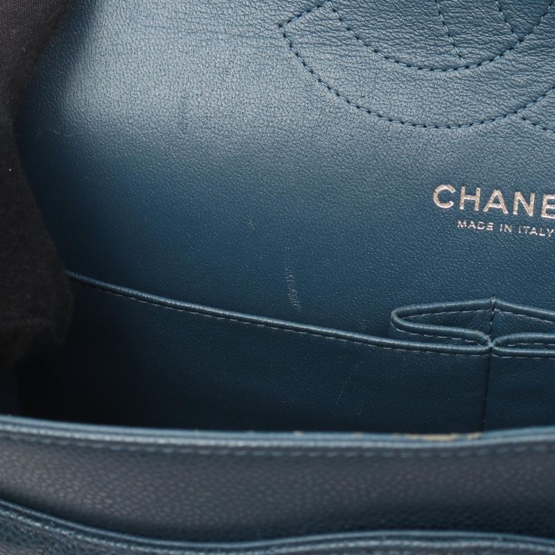 Chanel Shoulder Bag Big Matelasse 30 Classic Large W Flap Blue Leather Calf