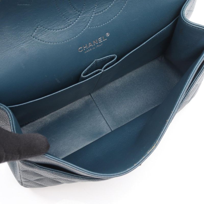 Chanel Shoulder Bag Big Matelasse 30 Classic Large W Flap Blue Leather Calf