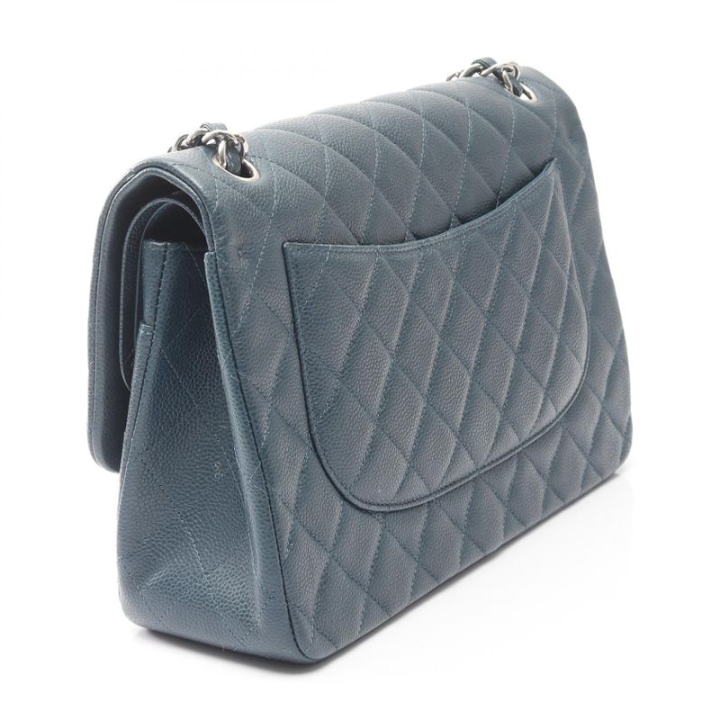 Chanel Shoulder Bag Big Matelasse 30 Classic Large W Flap Blue Leather Calf