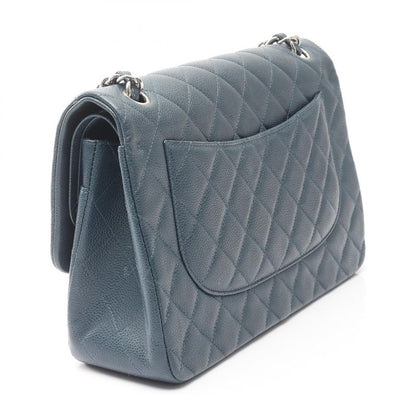 Chanel Shoulder Bag Big Matelasse 30 Classic Large W Flap Blue Leather Calf