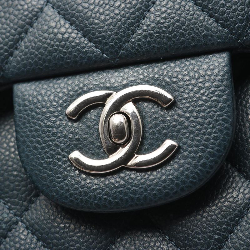 Chanel Shoulder Bag Big Matelasse 30 Classic Large W Flap Blue Leather Calf