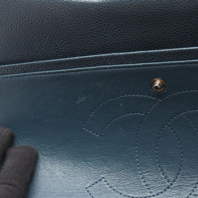 Chanel Shoulder Bag Big Matelasse 30 Classic Large W Flap Blue Leather Calf