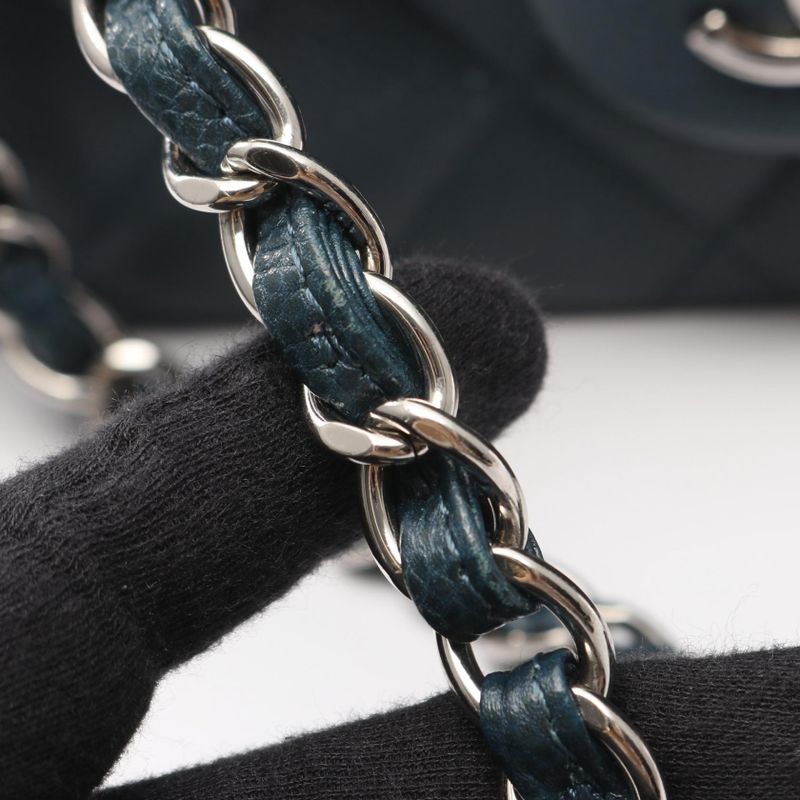 Chanel Shoulder Bag Big Matelasse 30 Classic Large W Flap Blue Leather Calf