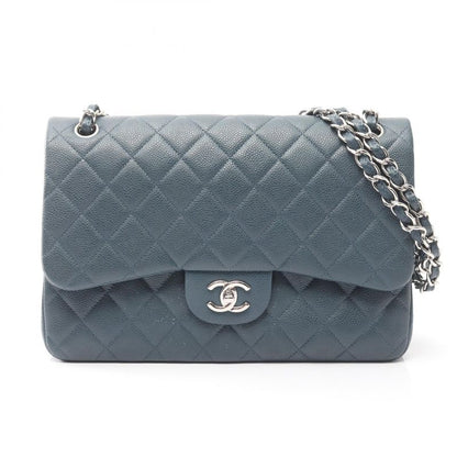 Chanel Shoulder Bag Big Matelasse 30 Classic Large W Flap Blue Leather Calf