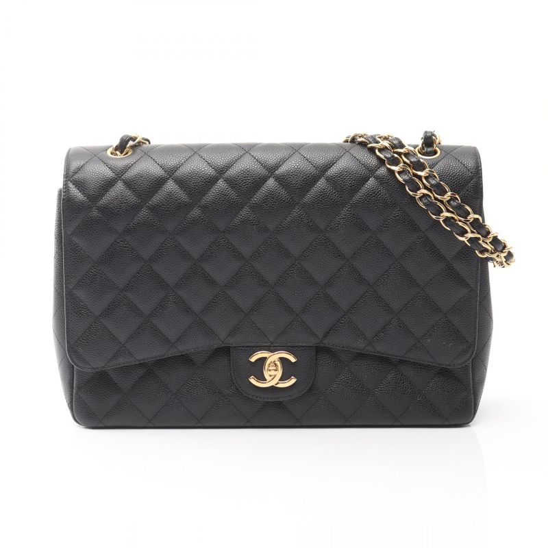 Chanel Shoulder Bag Matelasse 34 Classic Maxi W Flap A58601 Black Leather Calf