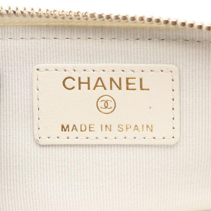 Chanel Coin Case 19 Dizeneuf White Lambskin (Sheepskin) Chanel19 Matelasse Coin