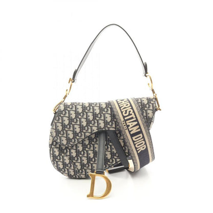 Dior Handbag Saddle Bag Oblique Jacquard Navy Canvas Leather Oblique Saddle Bag