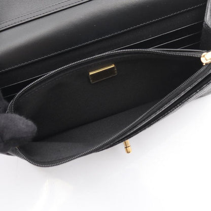 Chanel Shoulder Bag Matelasse Icon Black Leather Calf Matelasse Chain Wallet