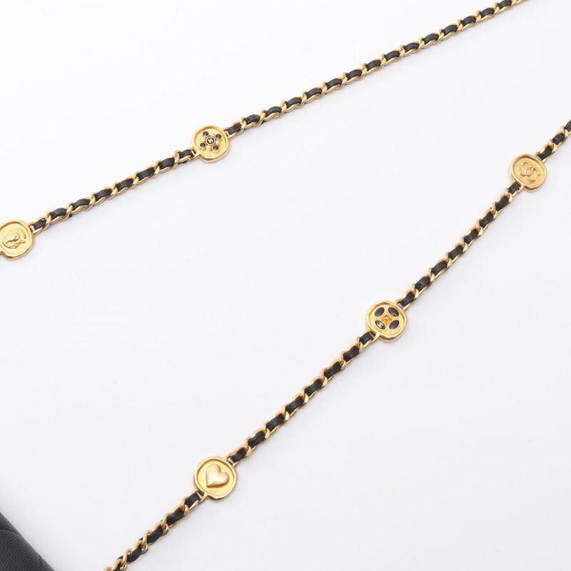 Chanel Shoulder Bag Matelasse Icon Black Leather Calf Matelasse Chain Wallet