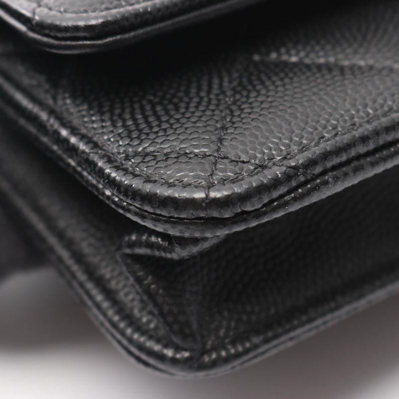 Chanel Shoulder Bag Matelasse Icon Black Leather Calf Matelasse Chain Wallet