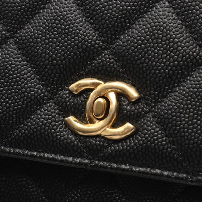 Chanel Shoulder Bag Matelasse Icon Black Leather Calf Matelasse Chain Wallet