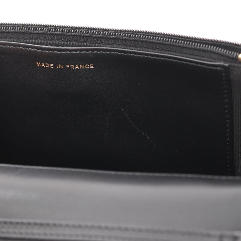 Chanel Shoulder Bag Matelasse Icon Black Leather Calf Matelasse Chain Wallet